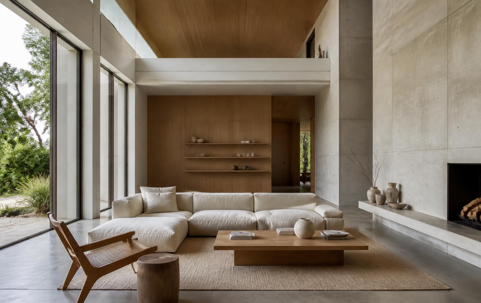 Sea-facing living room with full-height glazing